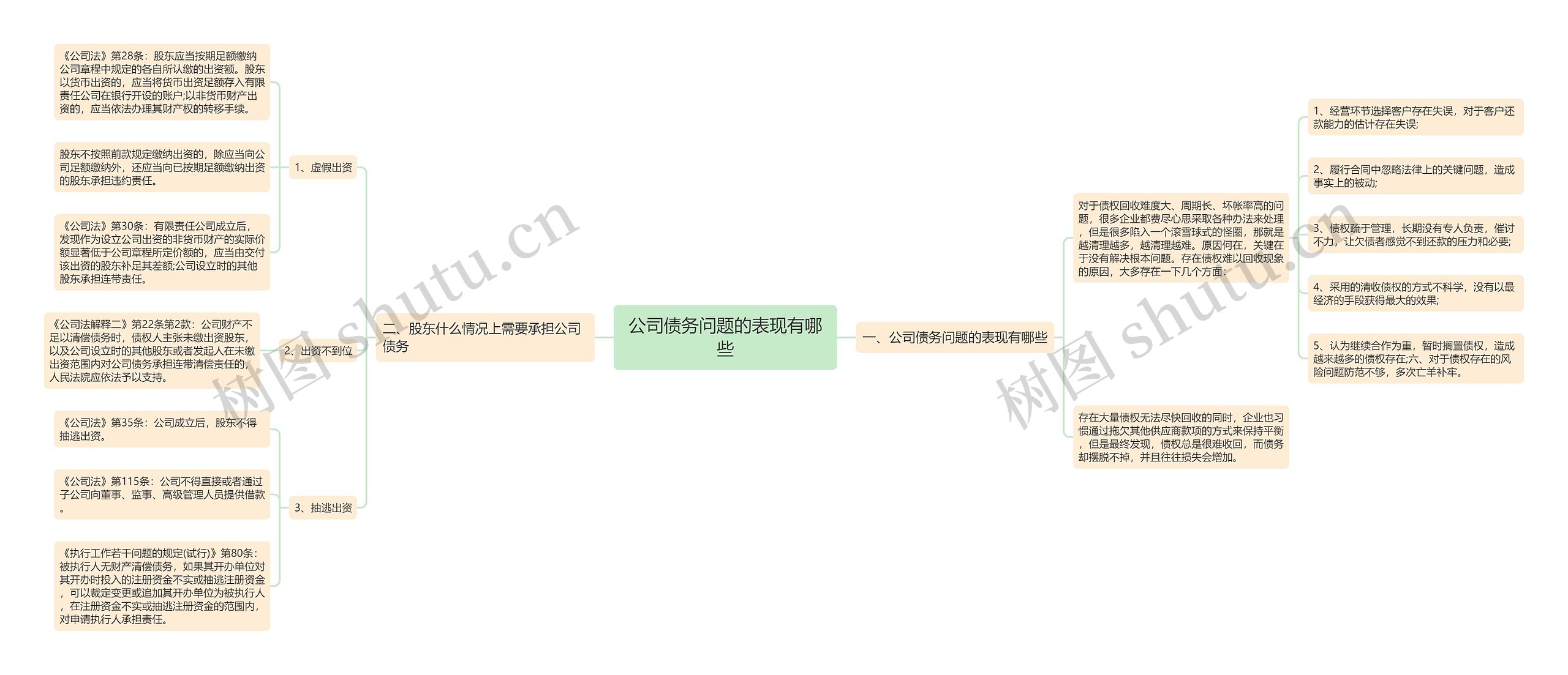 公司债务问题的表现有哪些思维导图