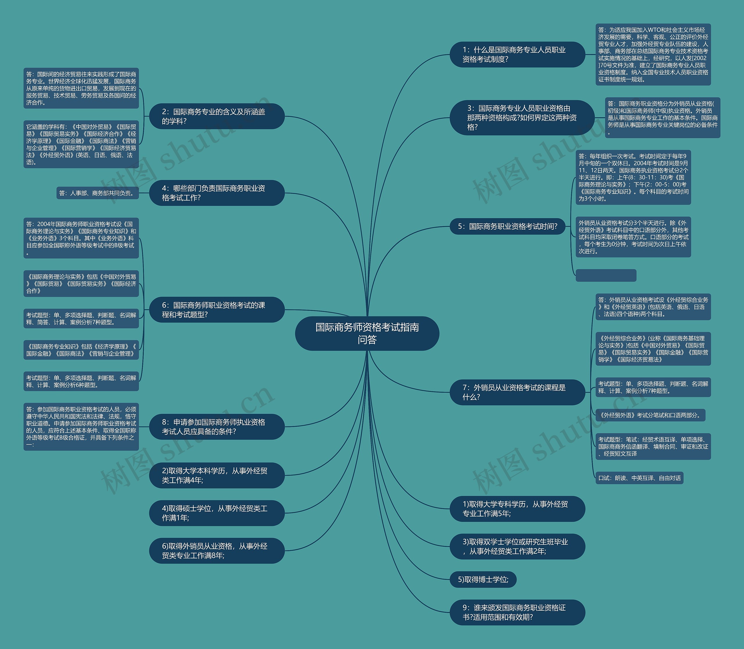 国际商务师资格考试指南问答思维导图
