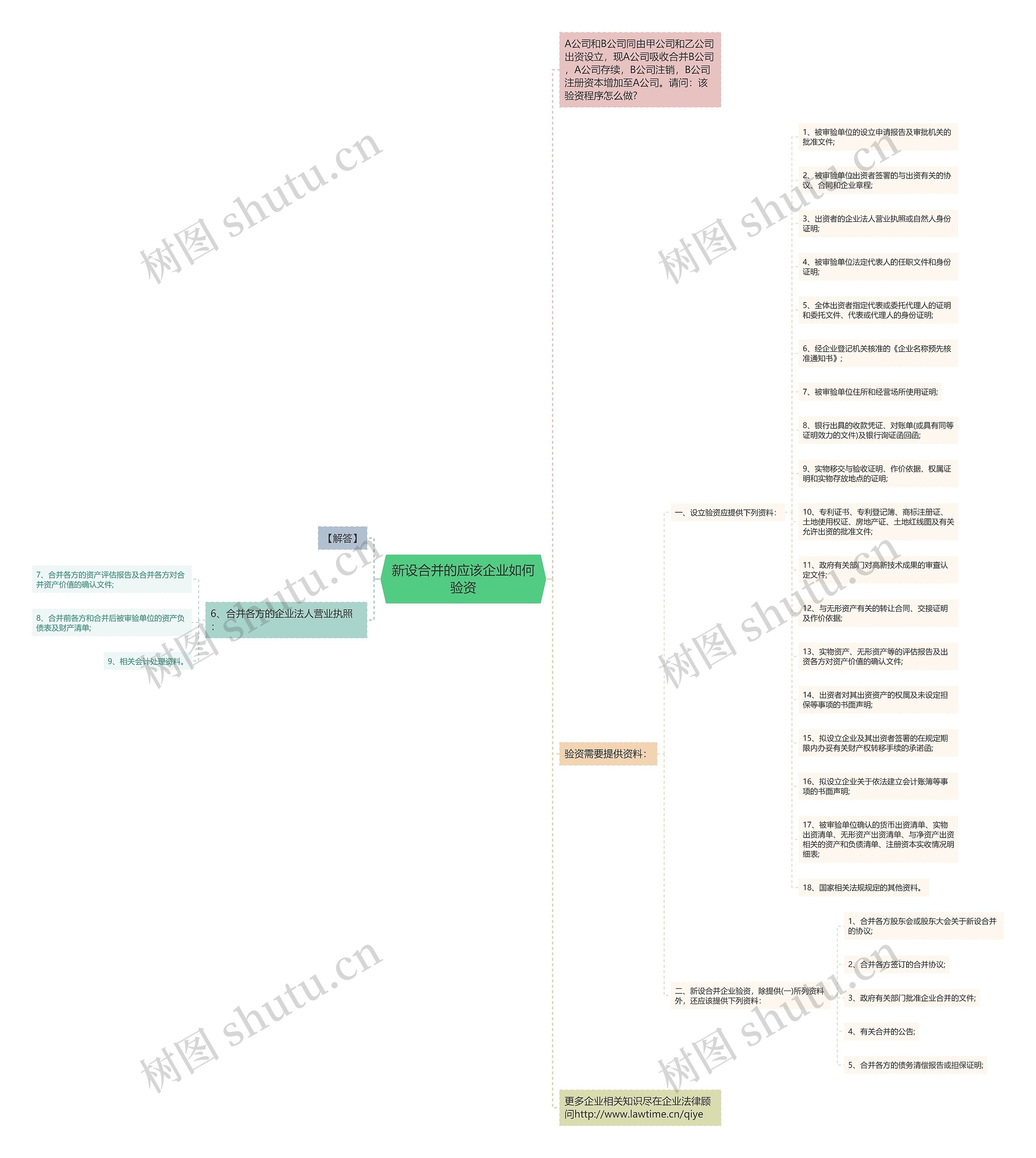 新设合并的应该企业如何验资思维导图