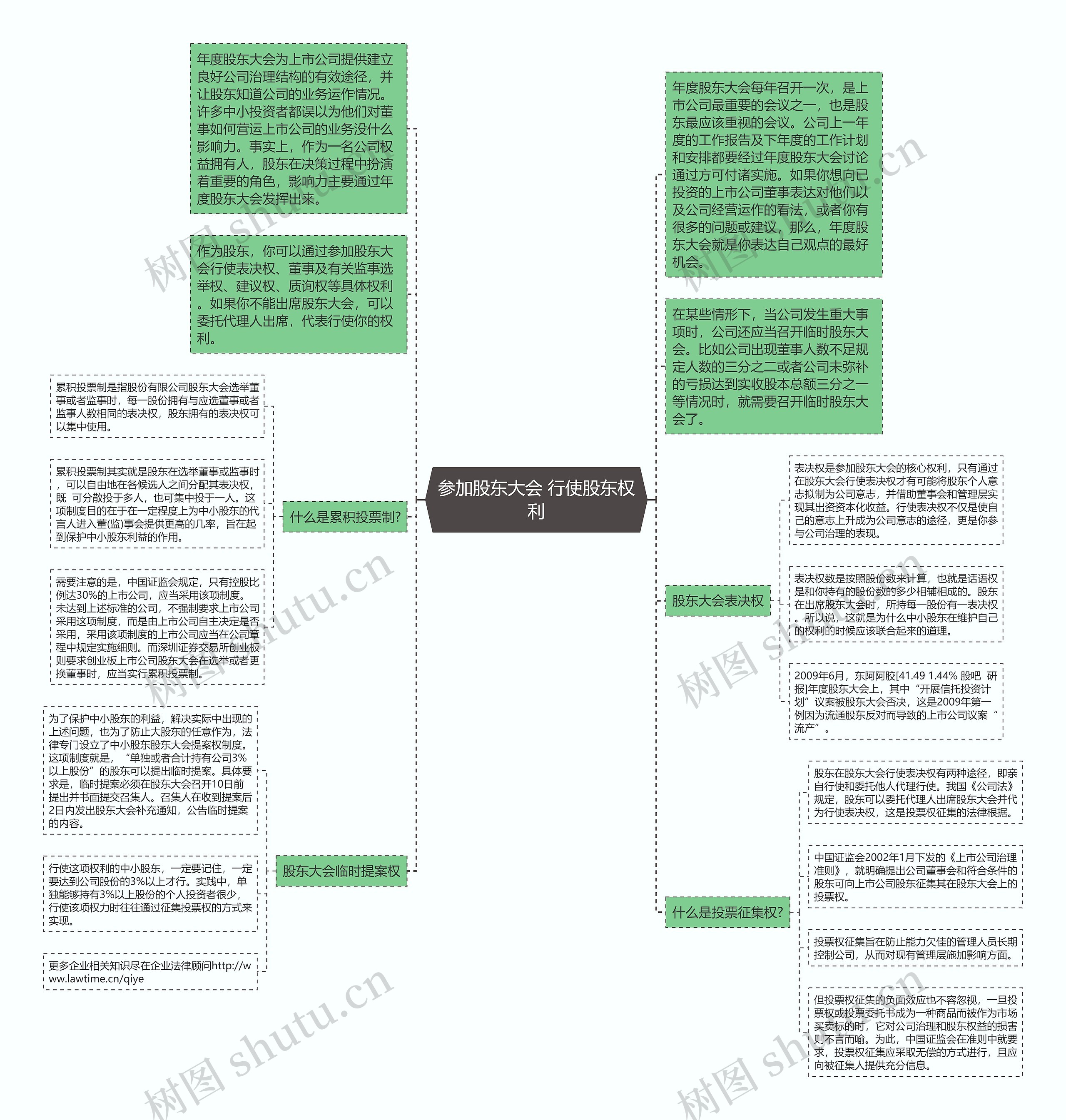 参加股东大会 行使股东权利思维导图