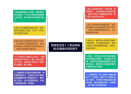 售楼员支招１２条买房经验:开盘绝对没好房子