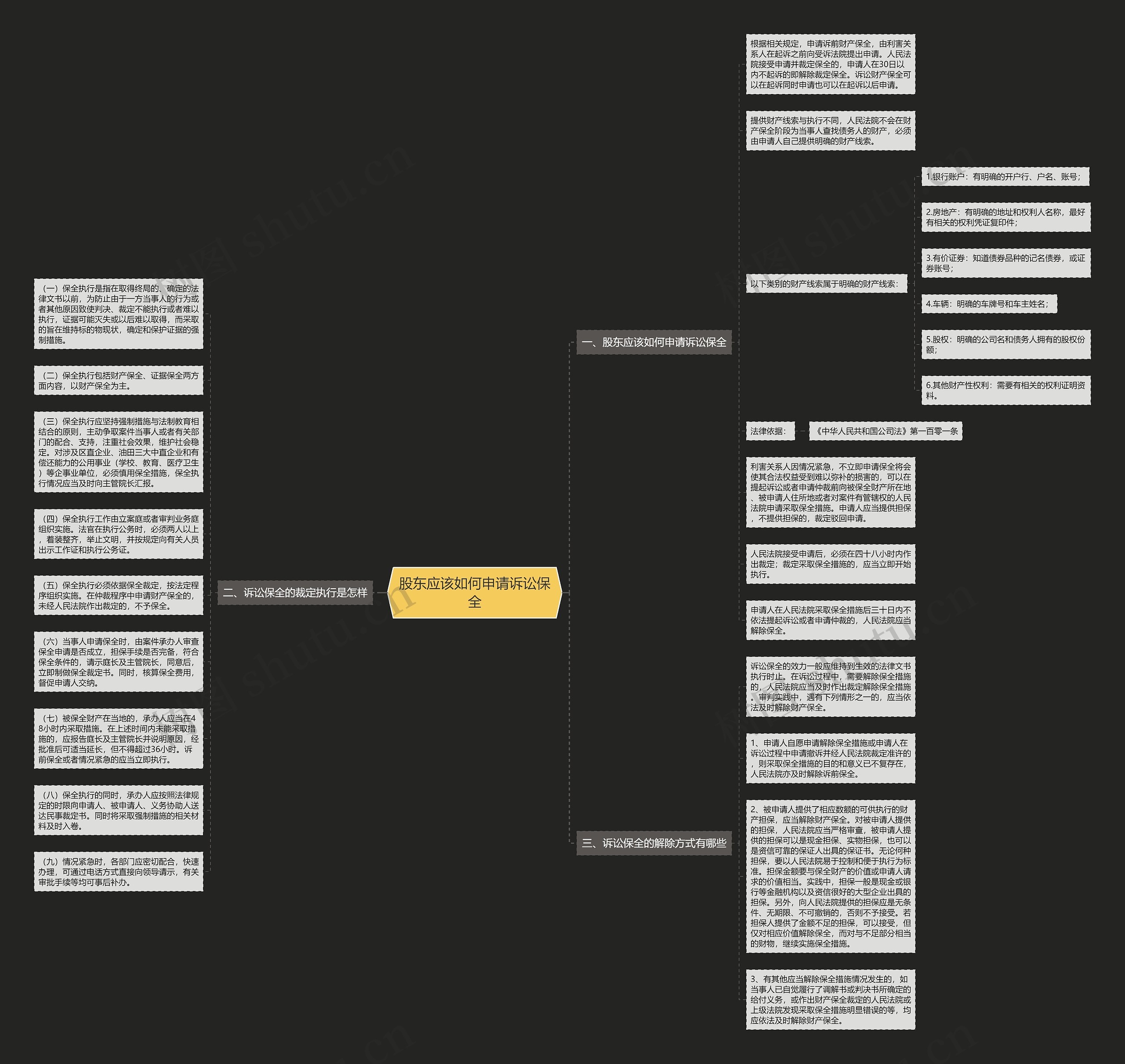 股东应该如何申请诉讼保全思维导图