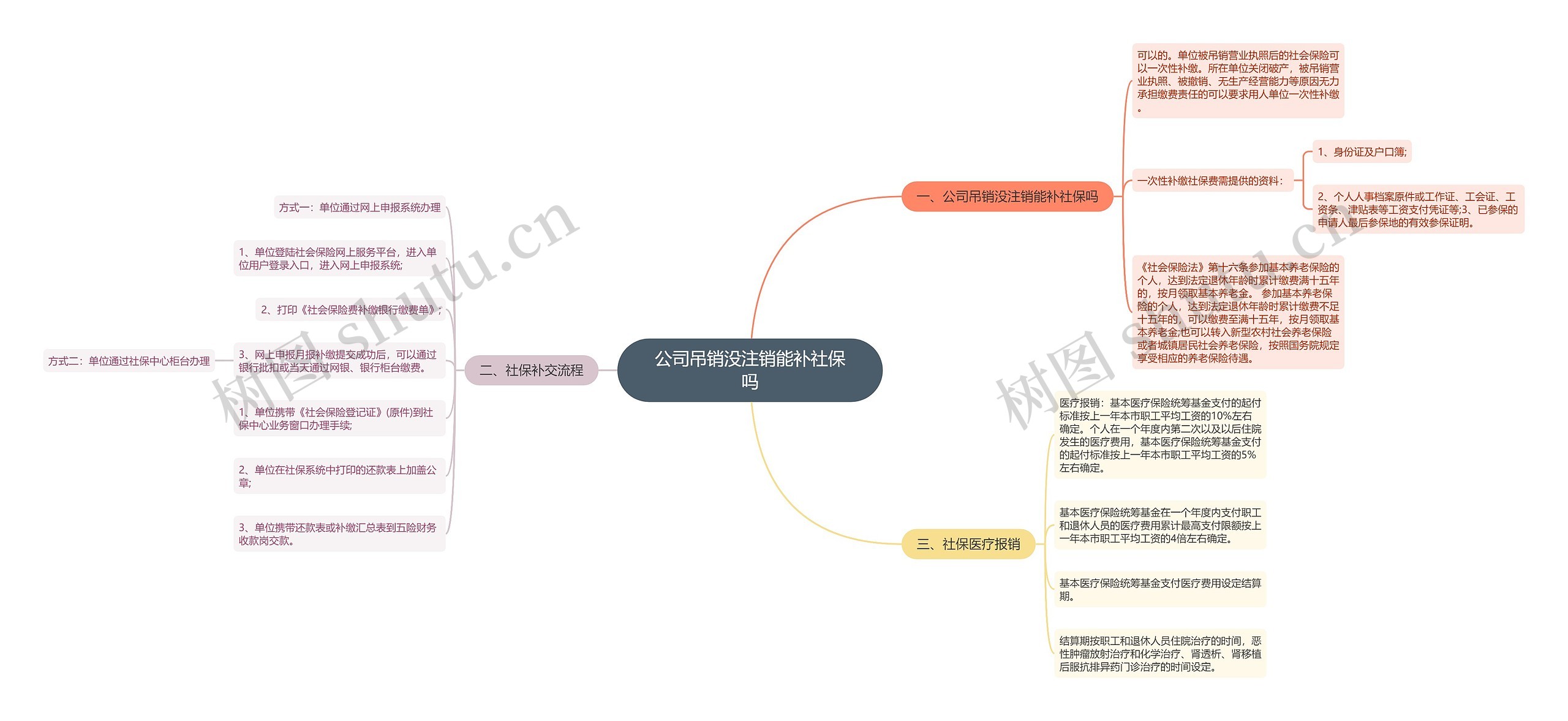 公司吊销没注销能补社保吗思维导图