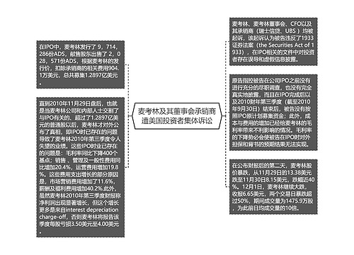 麦考林及其董事会承销商遭美国投资者集体诉讼