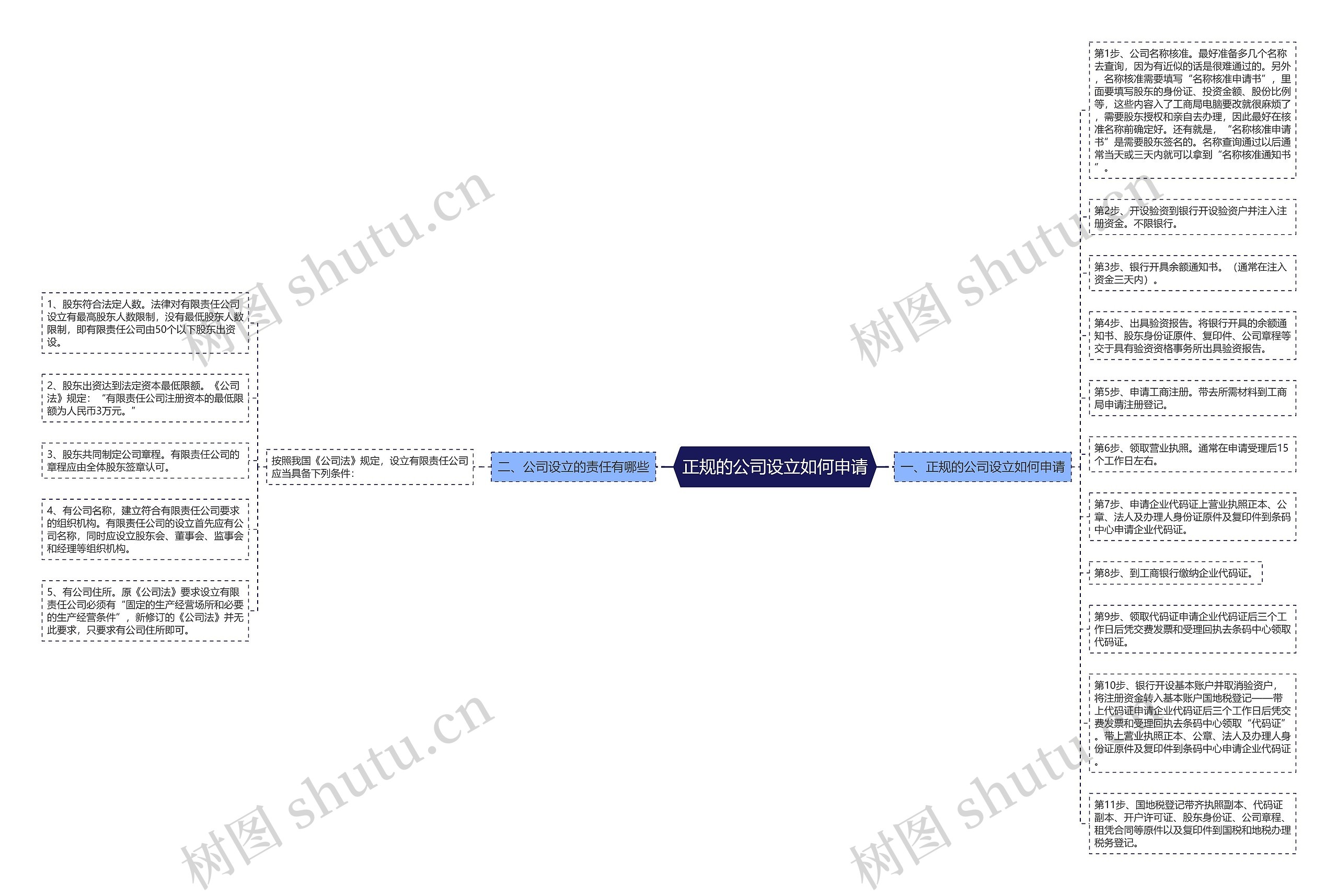 正规的公司设立如何申请思维导图