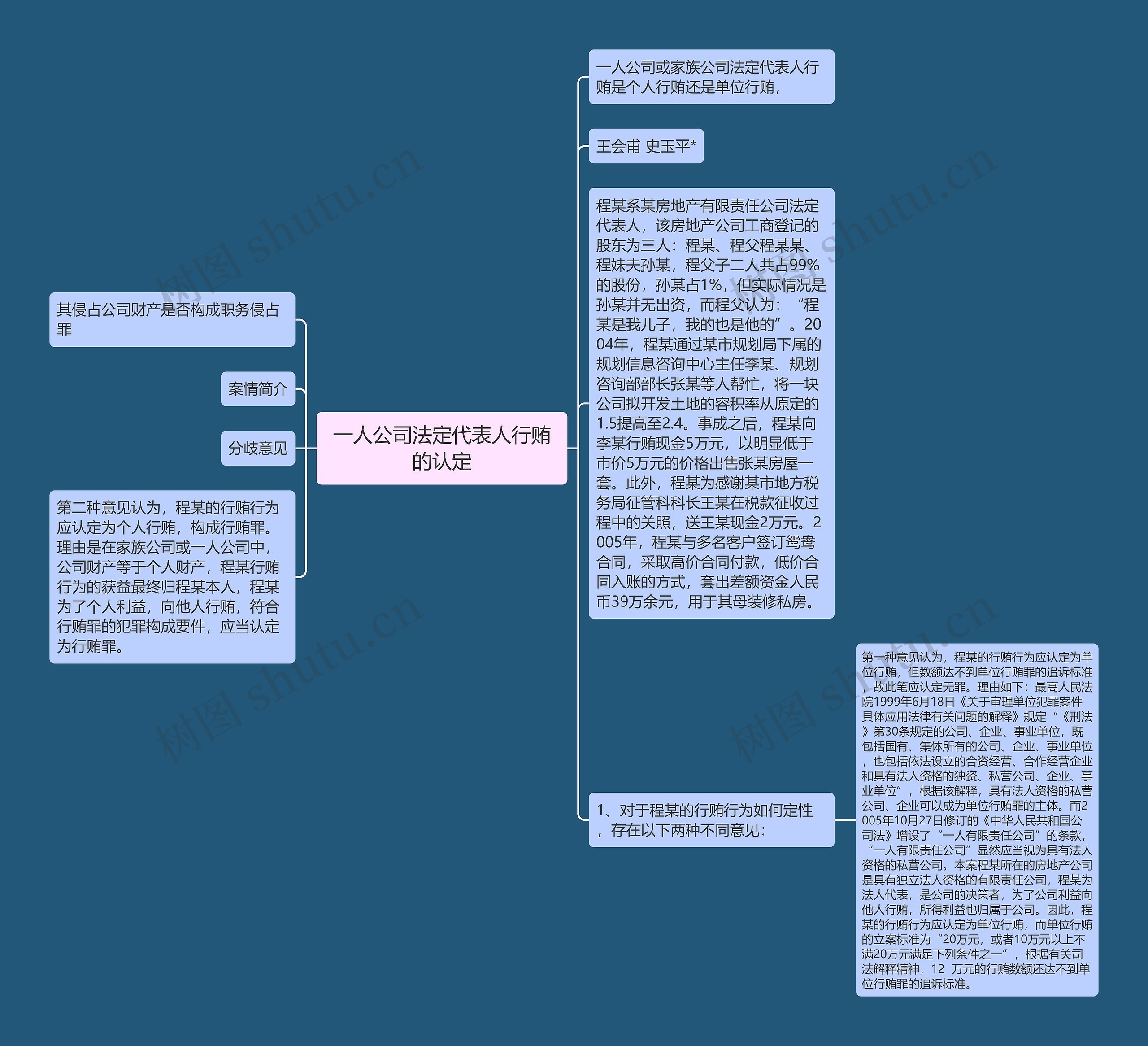 一人公司法定代表人行贿的认定思维导图