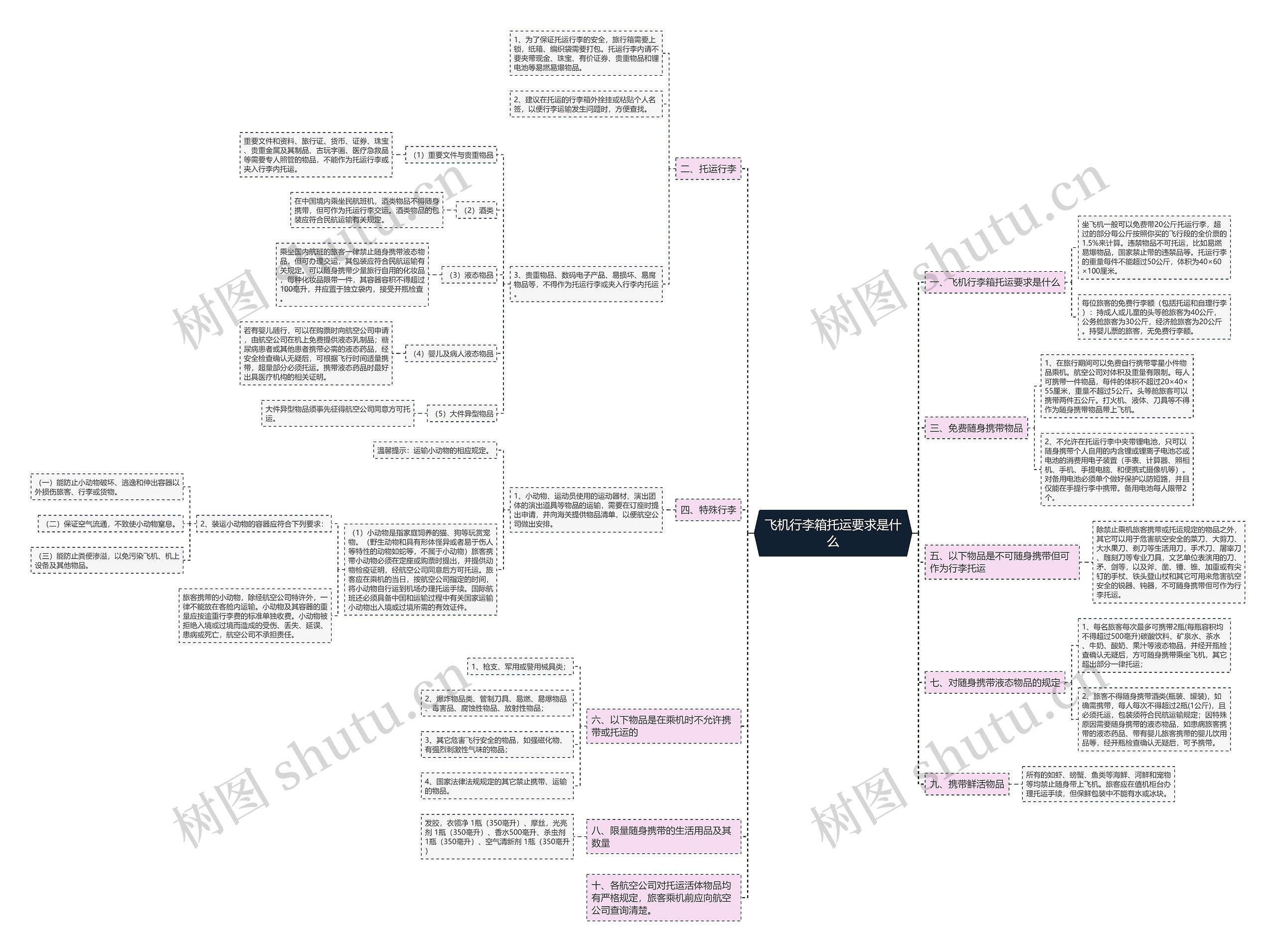 飞机行李箱托运要求是什么思维导图