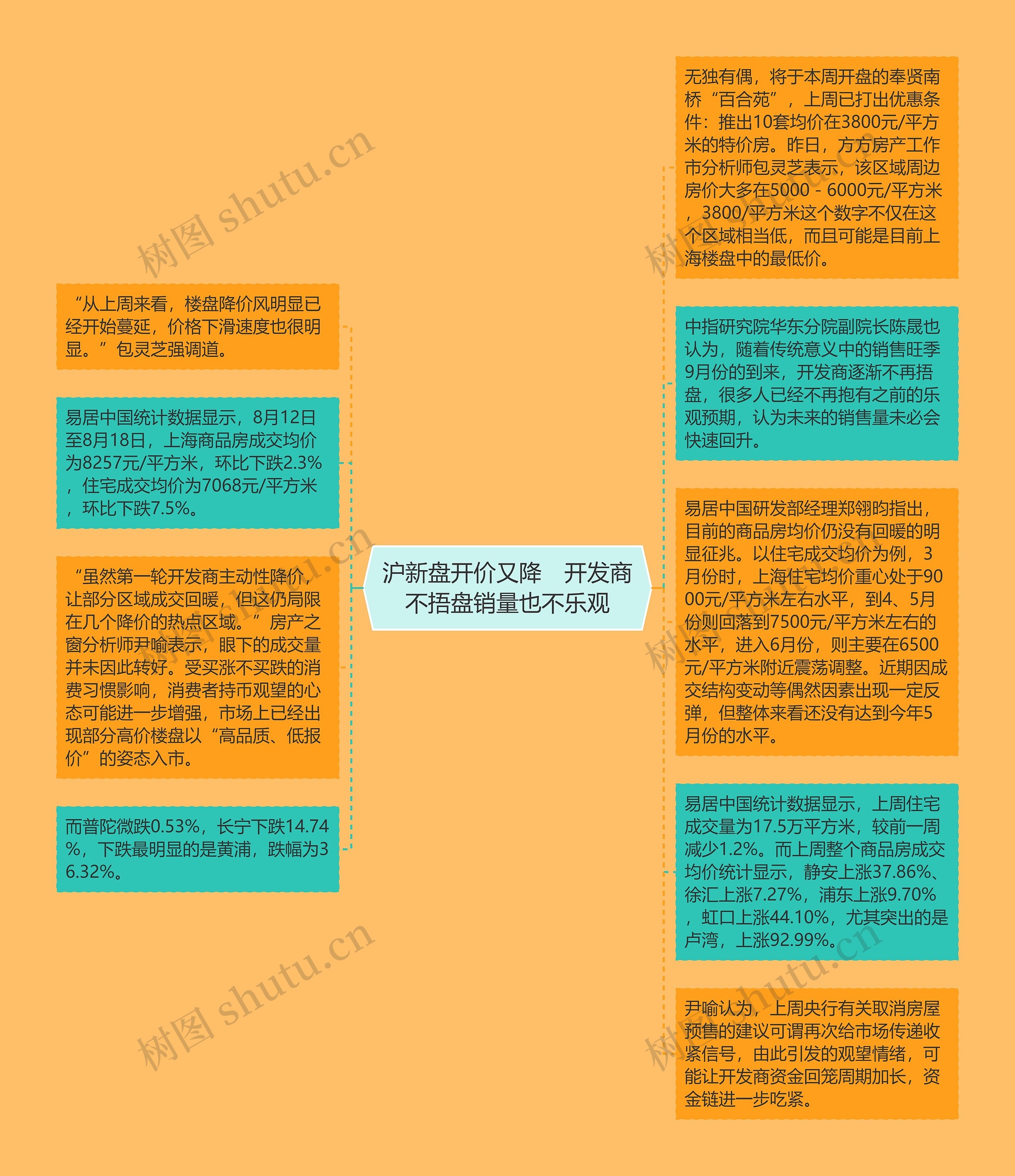 沪新盘开价又降　开发商不捂盘销量也不乐观思维导图