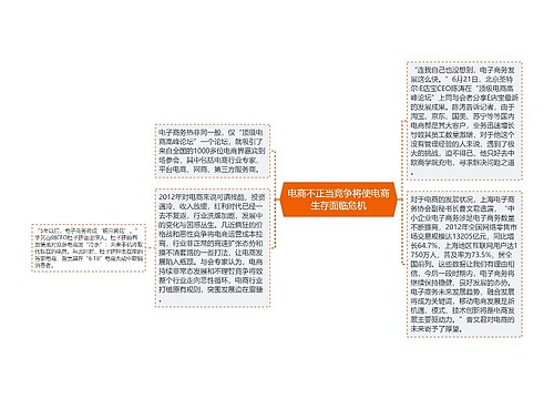 电商不正当竞争将使电商生存面临危机