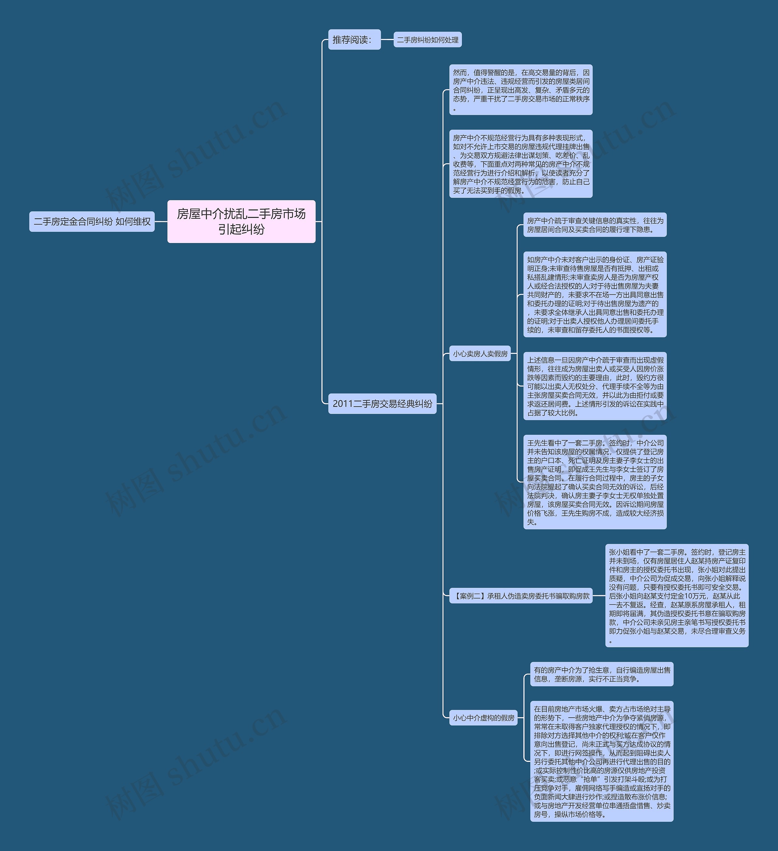 房屋中介扰乱二手房市场引起纠纷思维导图