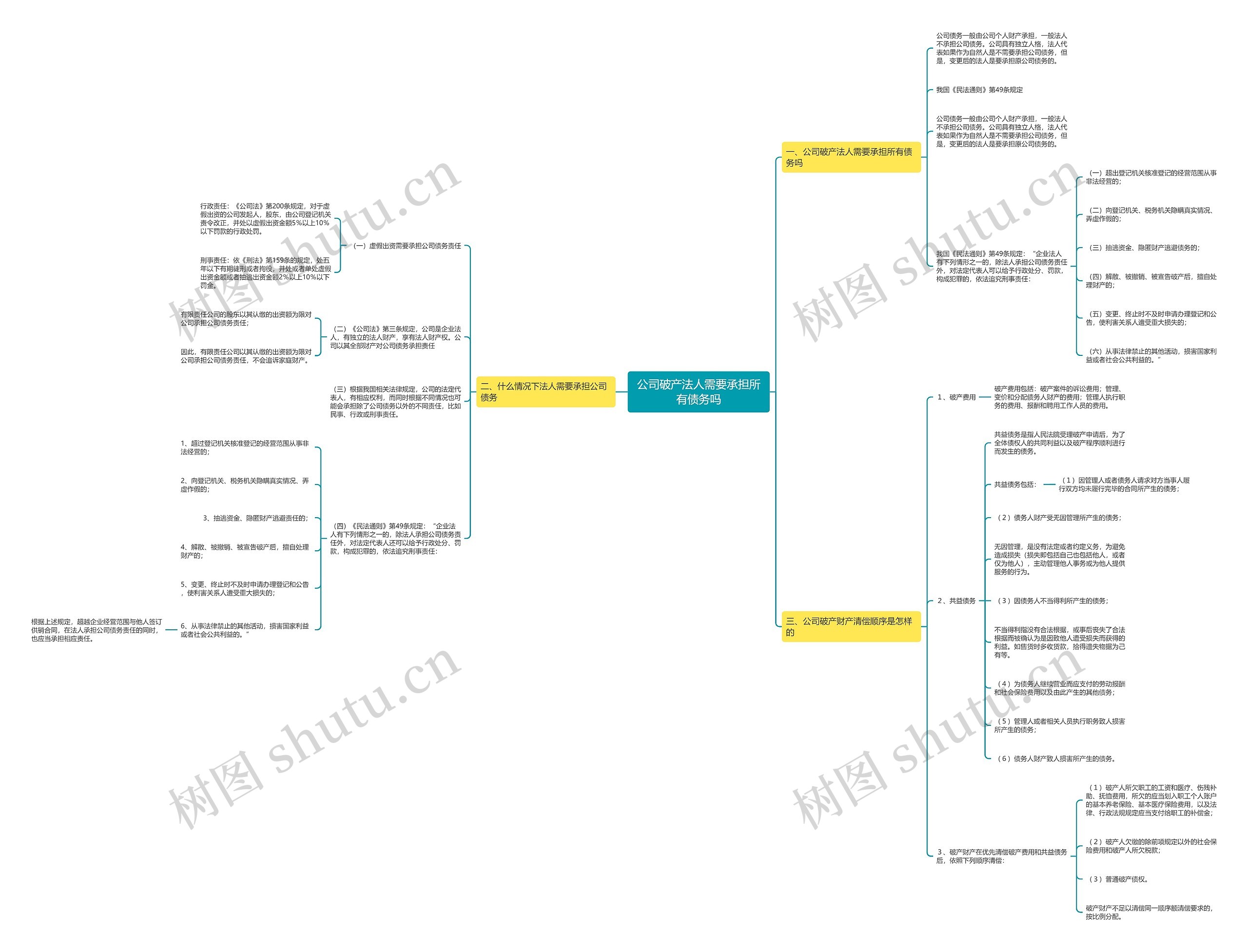 公司破产法人需要承担所有债务吗思维导图