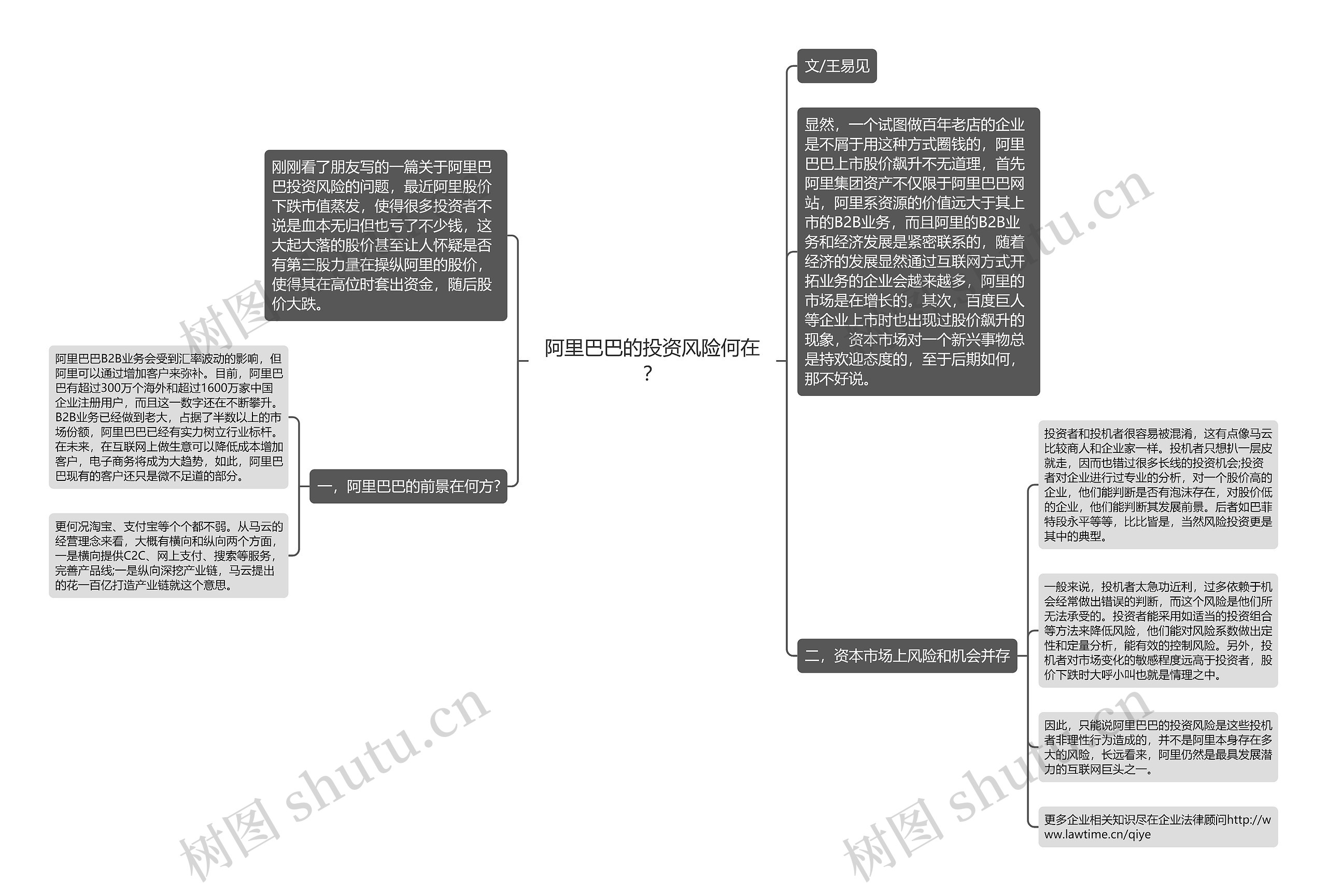 阿里巴巴的投资风险何在？思维导图