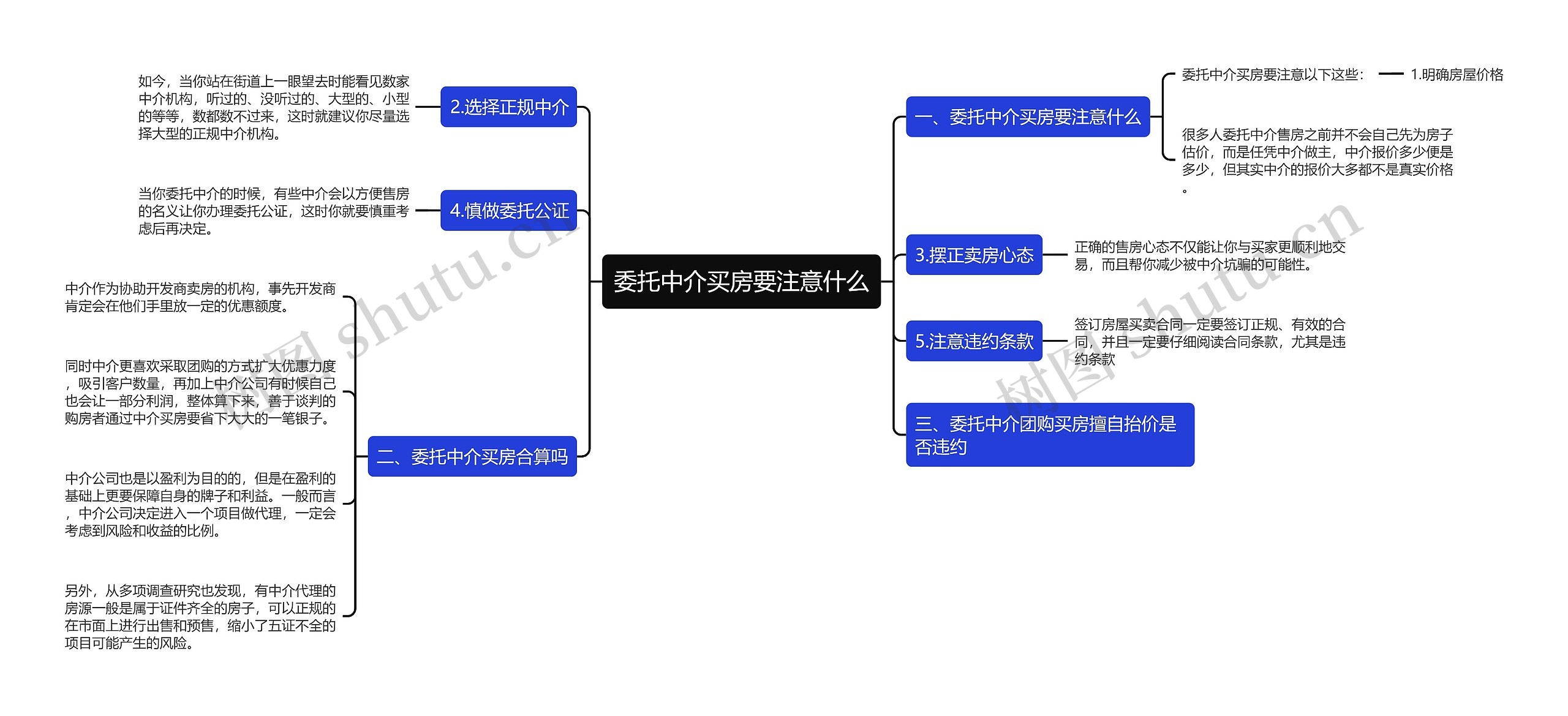 委托中介买房要注意什么思维导图