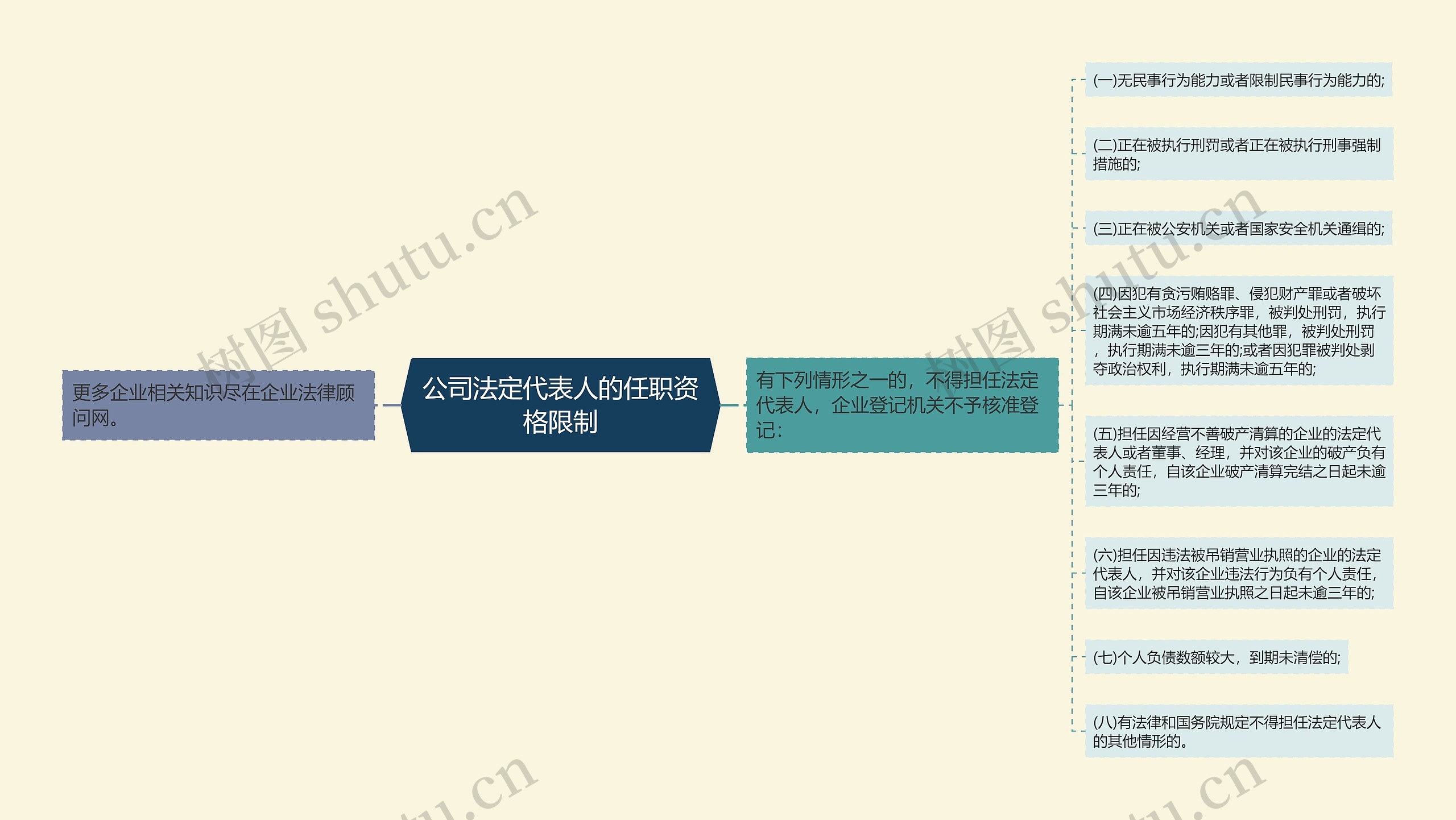 公司法定代表人的任职资格限制思维导图