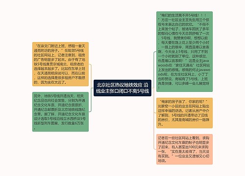 北京社区热议地铁效应 沿线业主张口闭口不离5号线