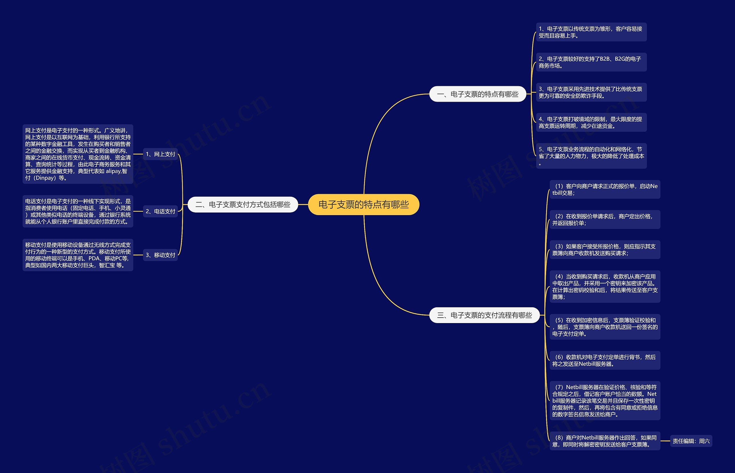 电子支票的特点有哪些思维导图