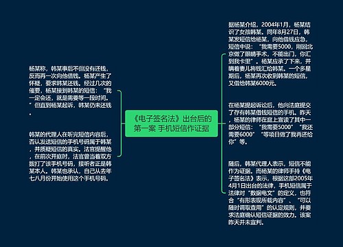 《电子签名法》出台后的第一案 手机短信作证据