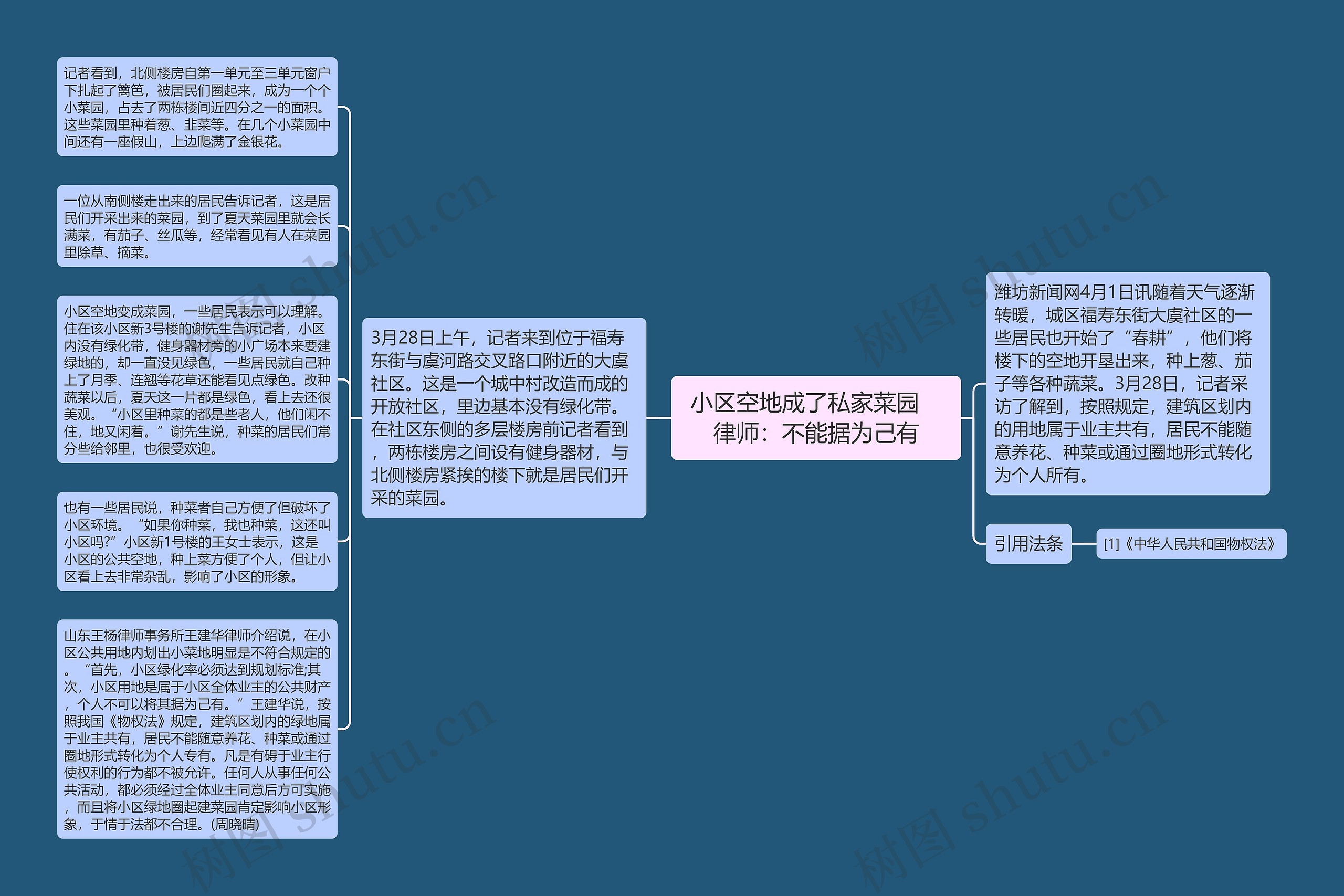 小区空地成了私家菜园　律师：不能据为己有思维导图