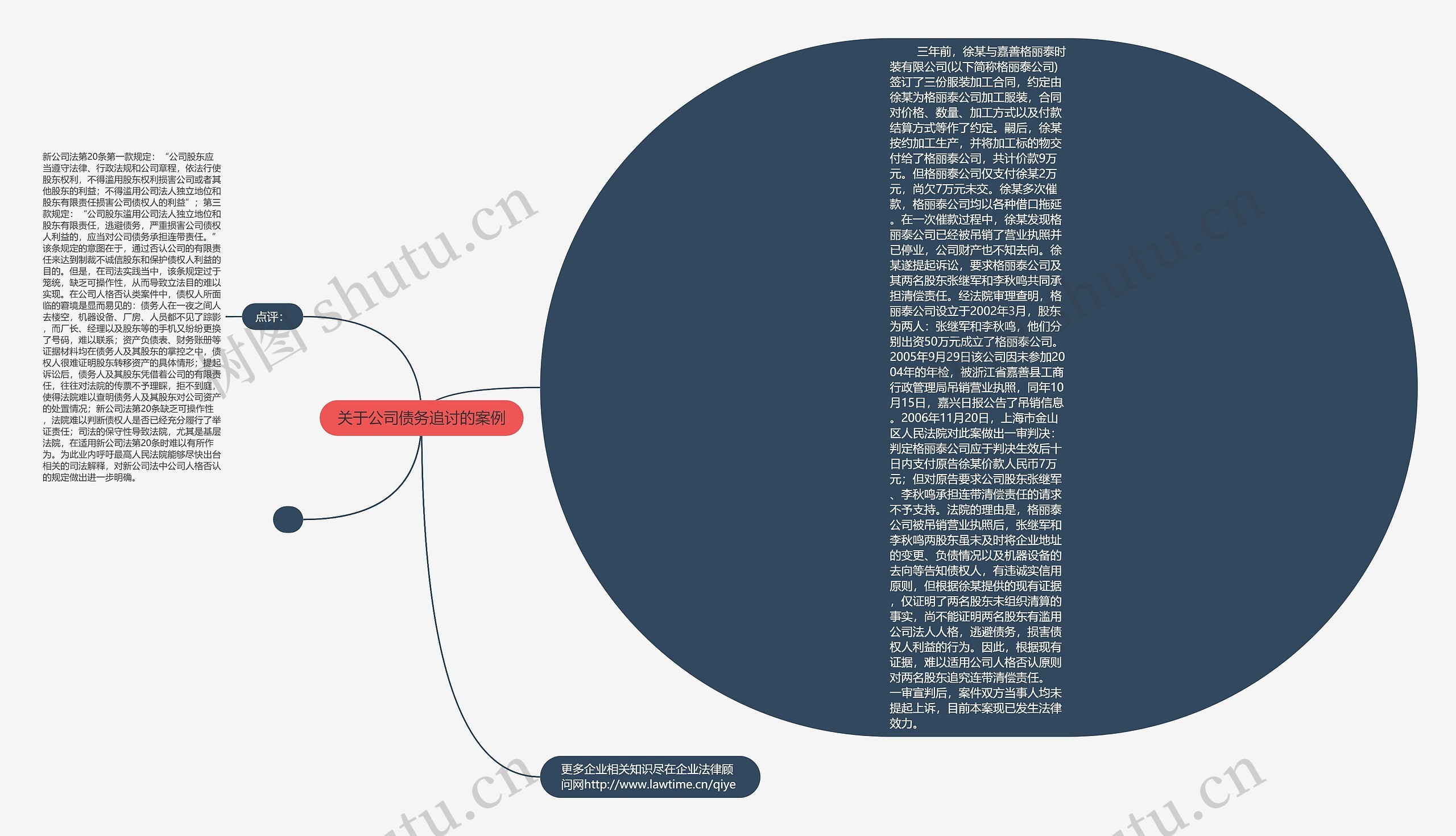 关于公司债务追讨的案例思维导图