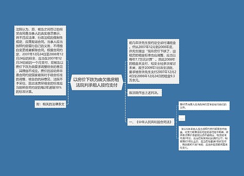 以房价下跌为由欠缴房租 法院判承租人按约支付