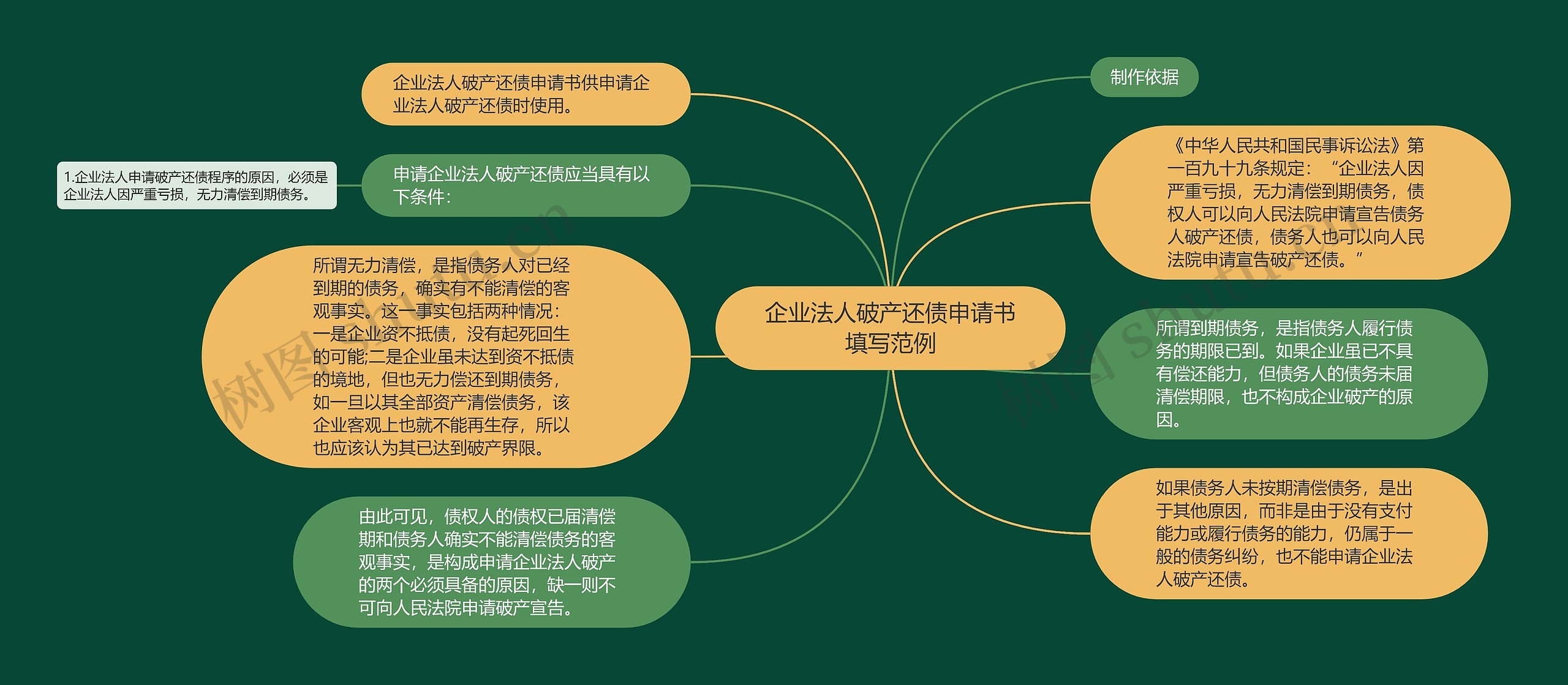 企业法人破产还债申请书填写范例思维导图