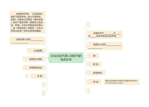 企业法定代表人授权书的格式样本