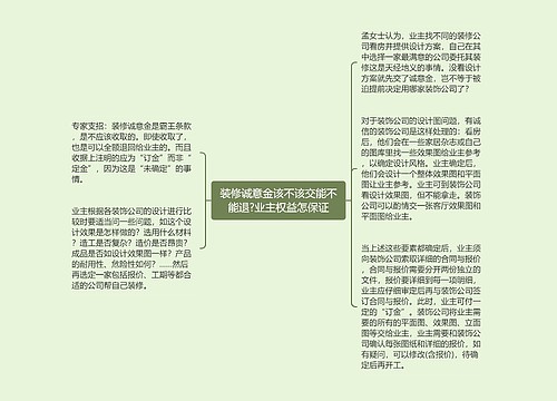 装修诚意金该不该交能不能退?业主权益怎保证