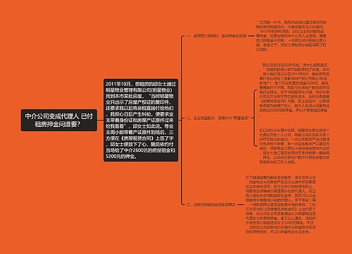 中介公司变成代理人 已付租房押金问谁要？