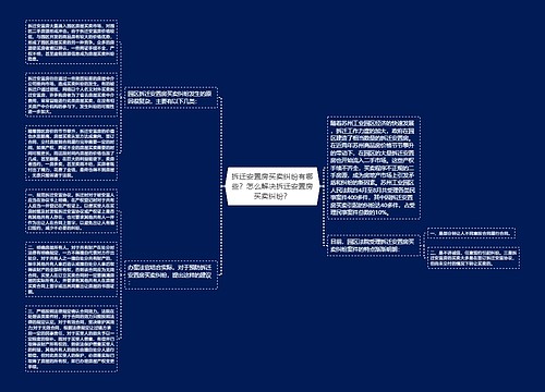 拆迁安置房买卖纠纷有哪些？怎么解决拆迁安置房买卖纠纷？