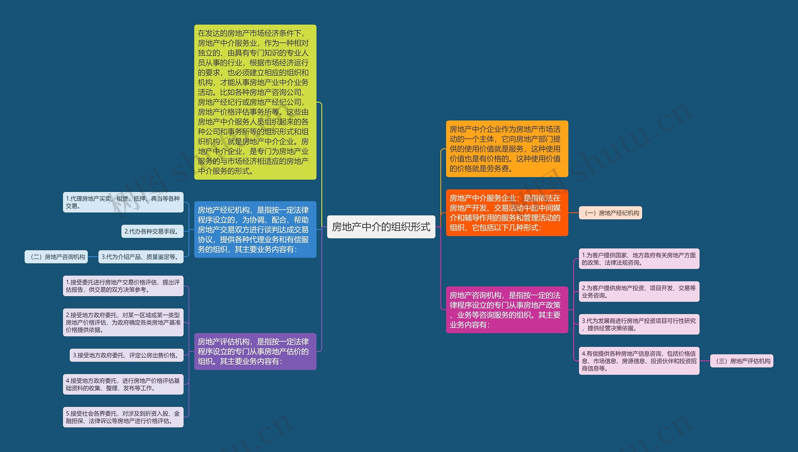 房地产中介的组织形式思维导图