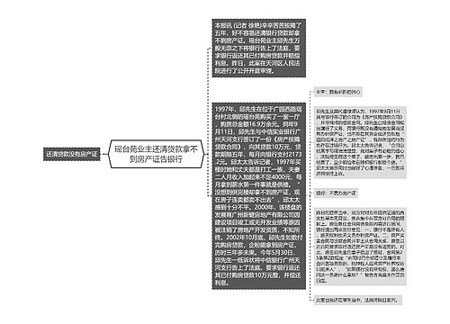 瑶台苑业主还清贷款拿不到房产证告银行