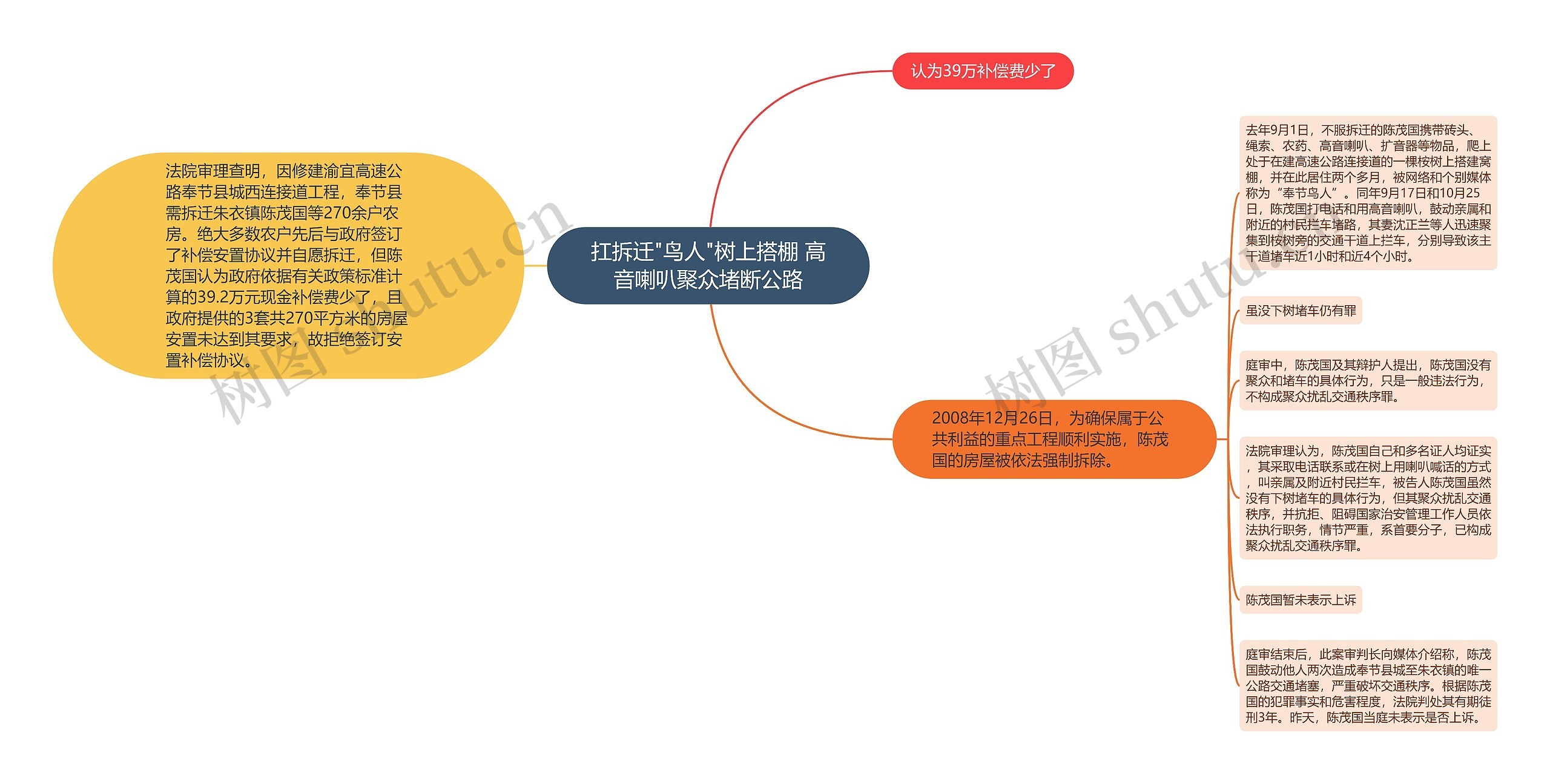 扛拆迁"鸟人"树上搭棚 高音喇叭聚众堵断公路思维导图