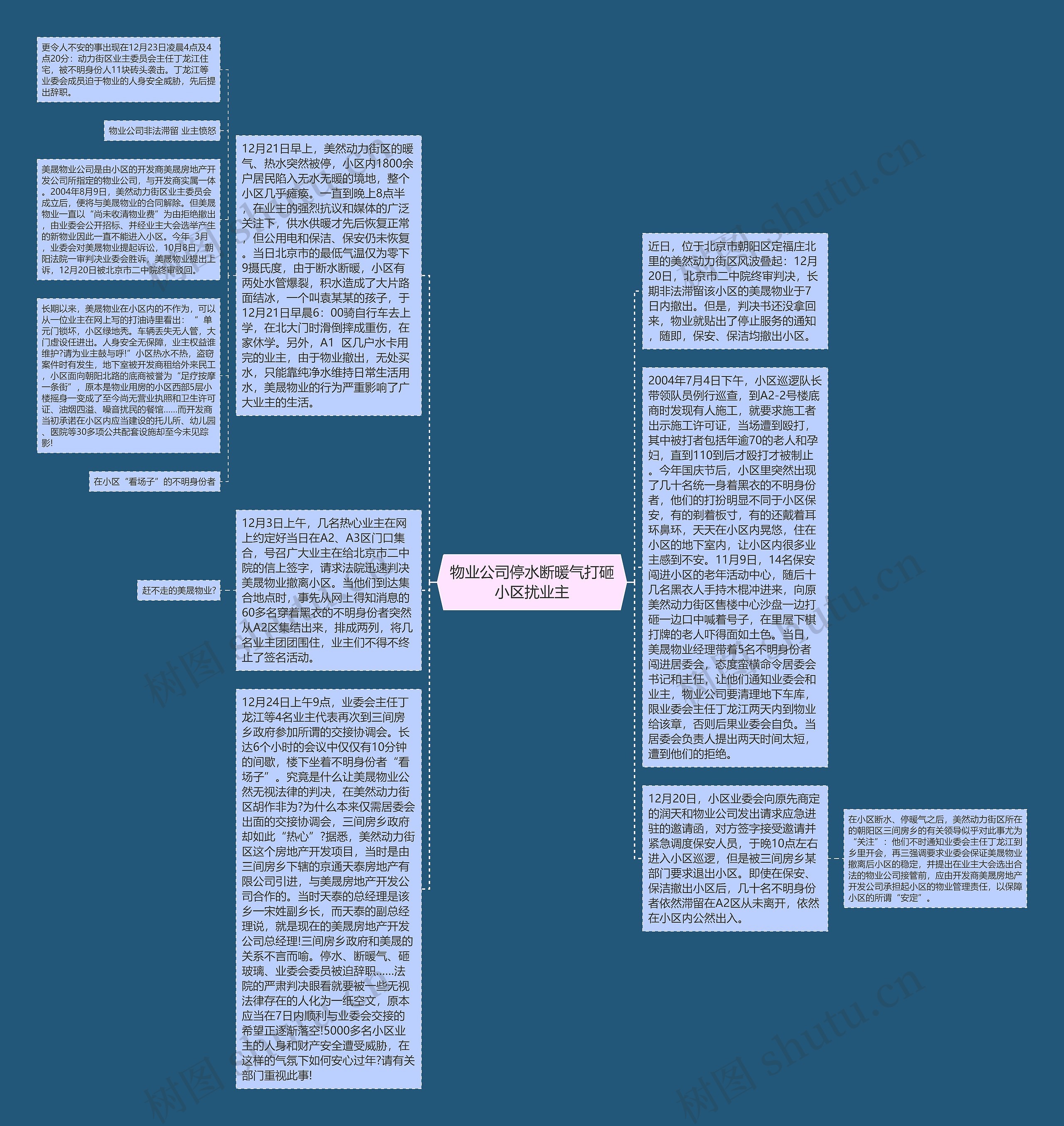 物业公司停水断暖气打砸小区扰业主思维导图