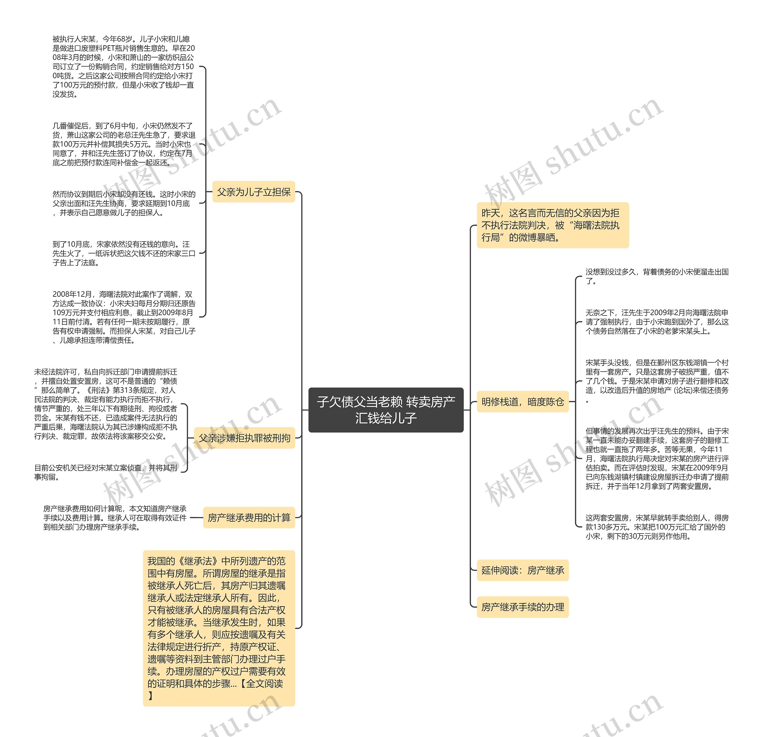 子欠债父当老赖 转卖房产汇钱给儿子思维导图