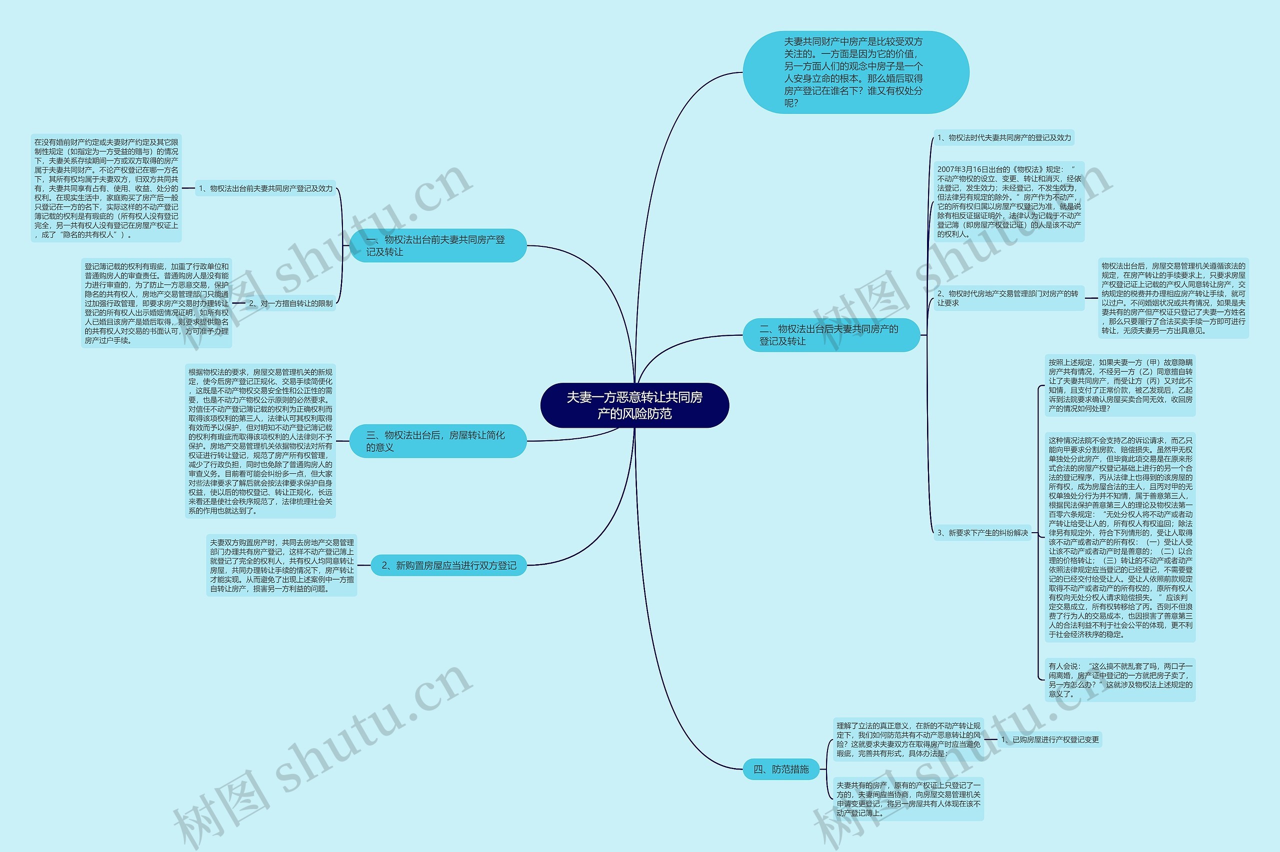 夫妻一方恶意转让共同房产的风险防范思维导图