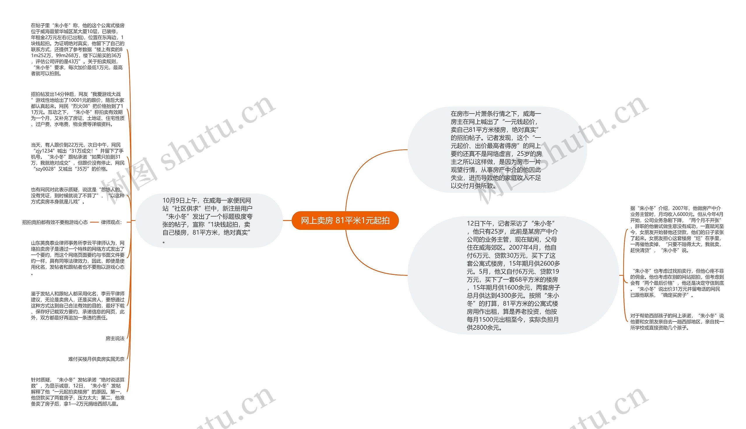 网上卖房 81平米1元起拍思维导图