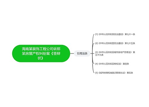 海南某装饰工程公司诉郑某房屋产权纠纷案《答辩状》