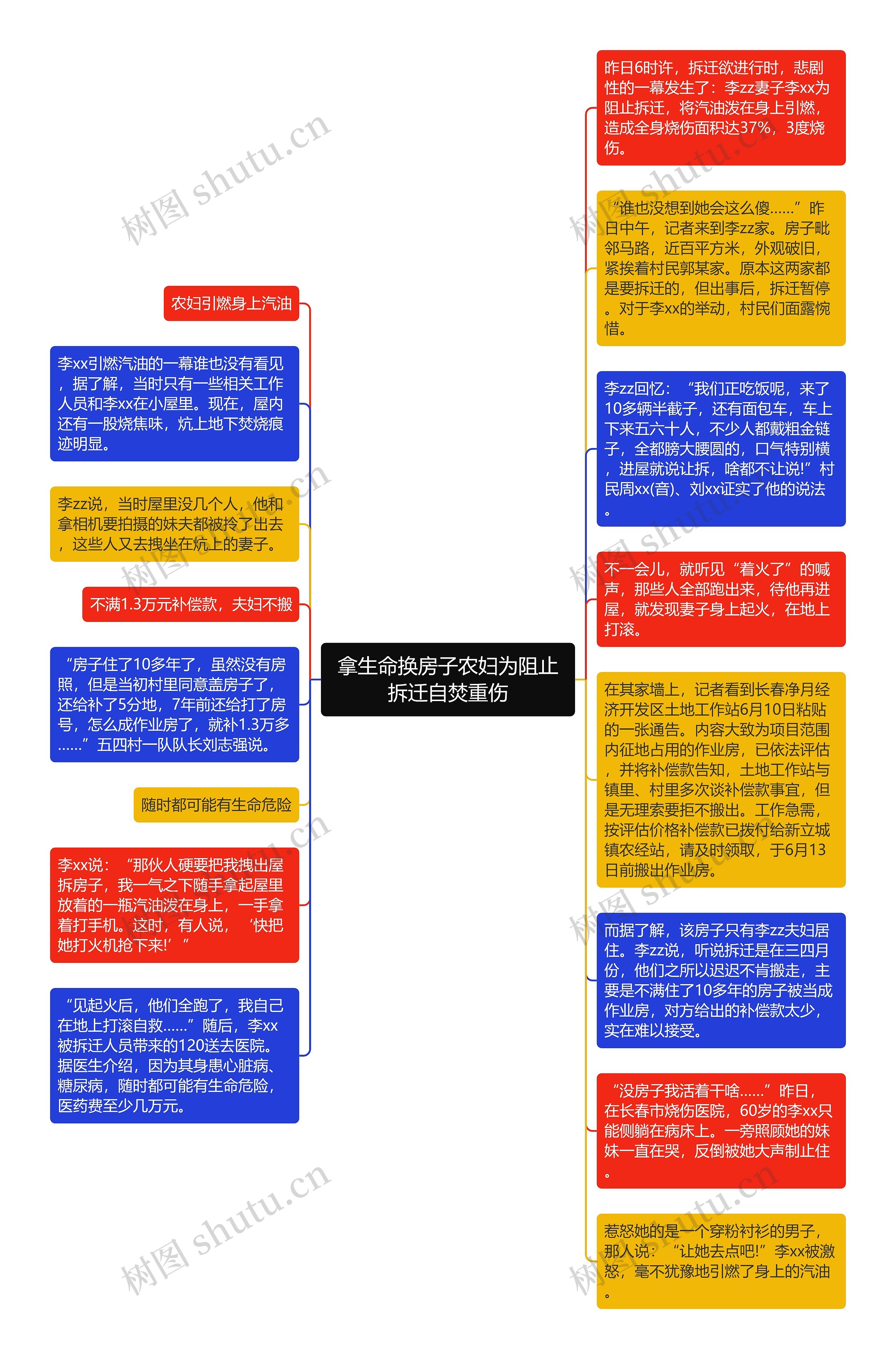 拿生命换房子农妇为阻止拆迁自焚重伤思维导图