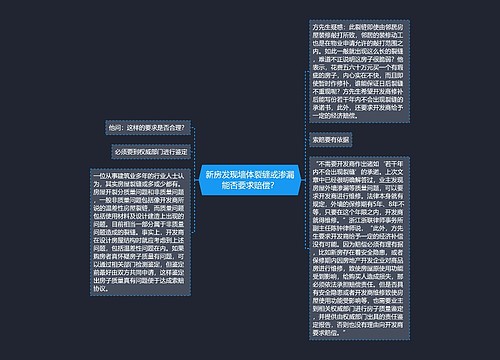 新房发现墙体裂缝或渗漏能否要求赔偿？