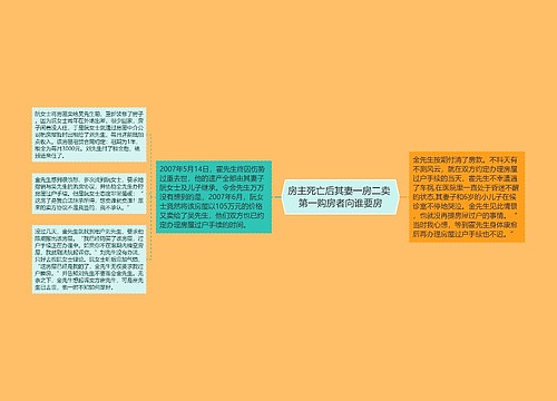房主死亡后其妻一房二卖 第一购房者向谁要房