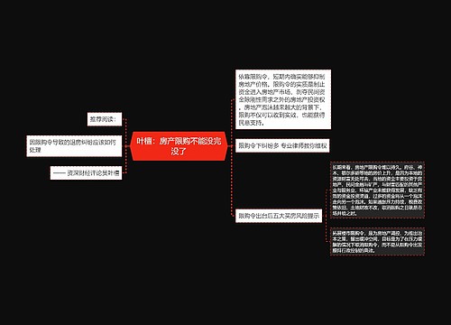 叶檀：房产限购不能没完没了