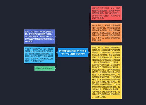 房屋质量存问题 房产商支付业主已缴物业费损失