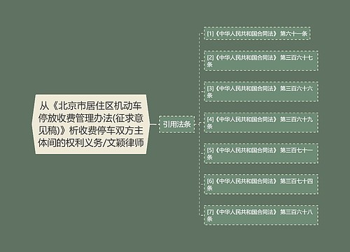 从《北京市居住区机动车停放收费管理办法(征求意见稿)》析收费停车双方主体间的权利义务/文颖律师