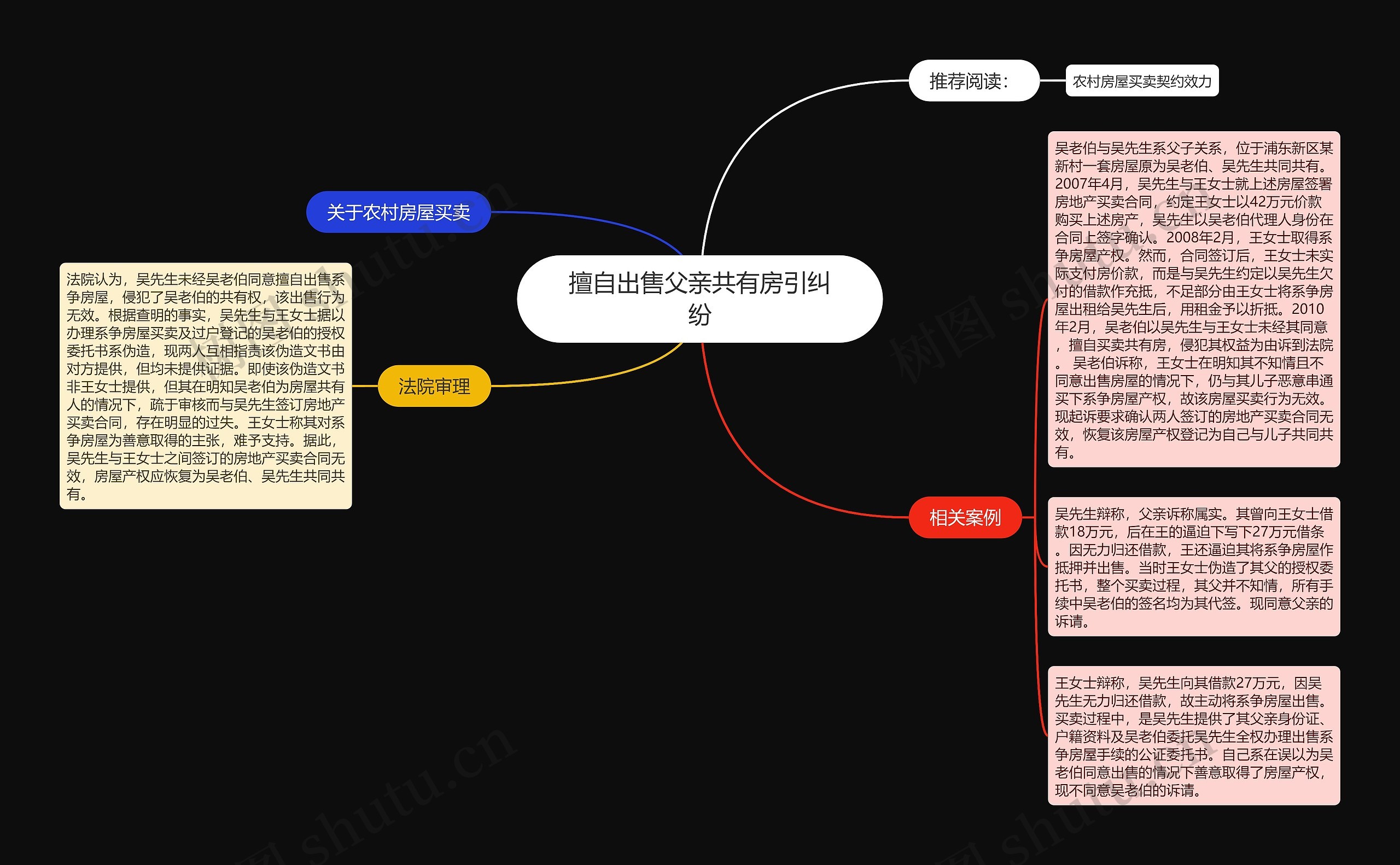 擅自出售父亲共有房引纠纷思维导图