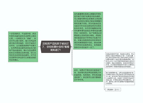 没有房产证的房子被拆迁了，你有权要补偿吗?看看就知道了!