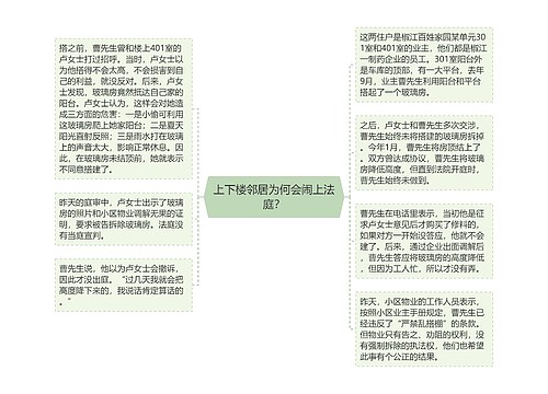 上下楼邻居为何会闹上法庭？