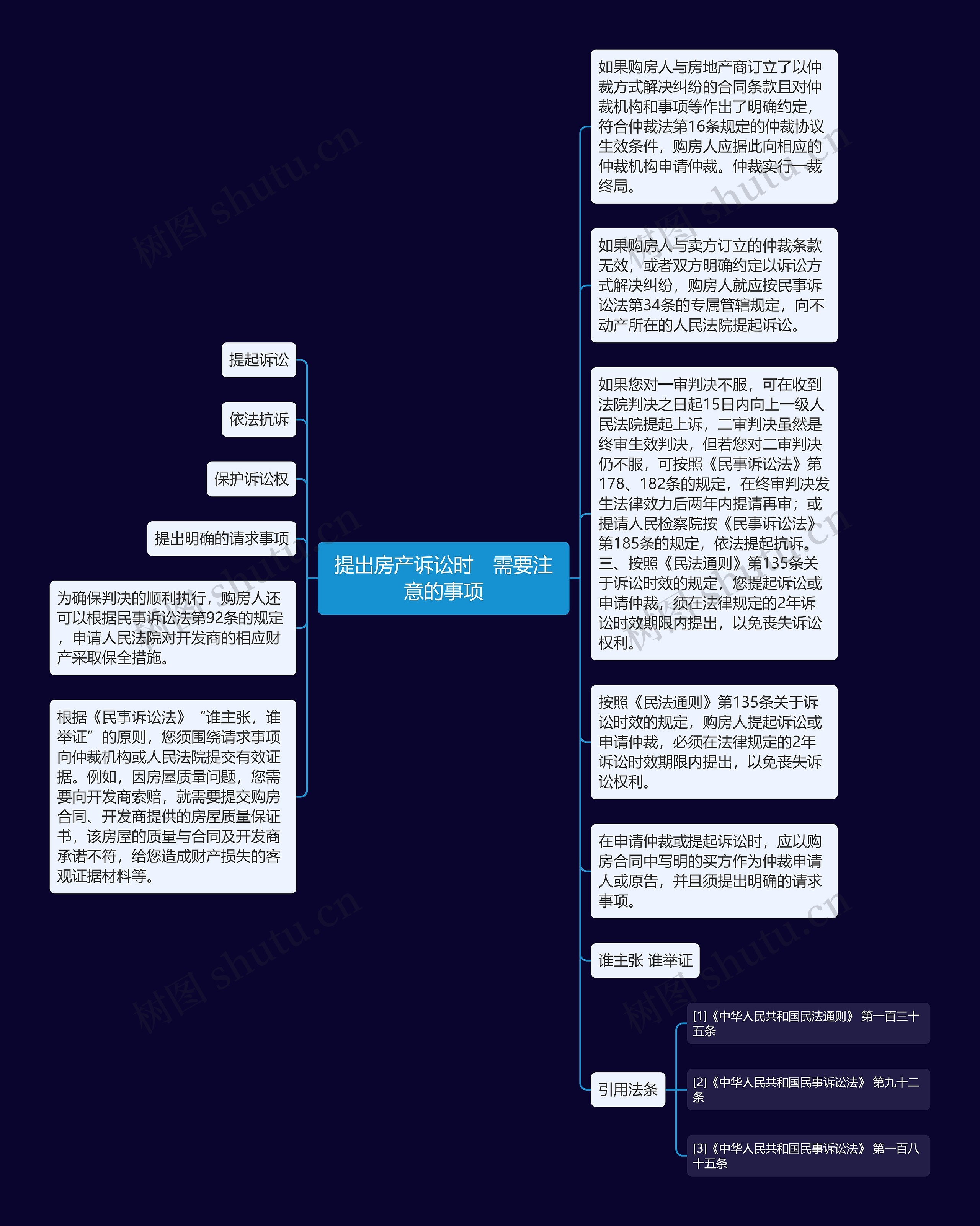 提出房产诉讼时　需要注意的事项思维导图