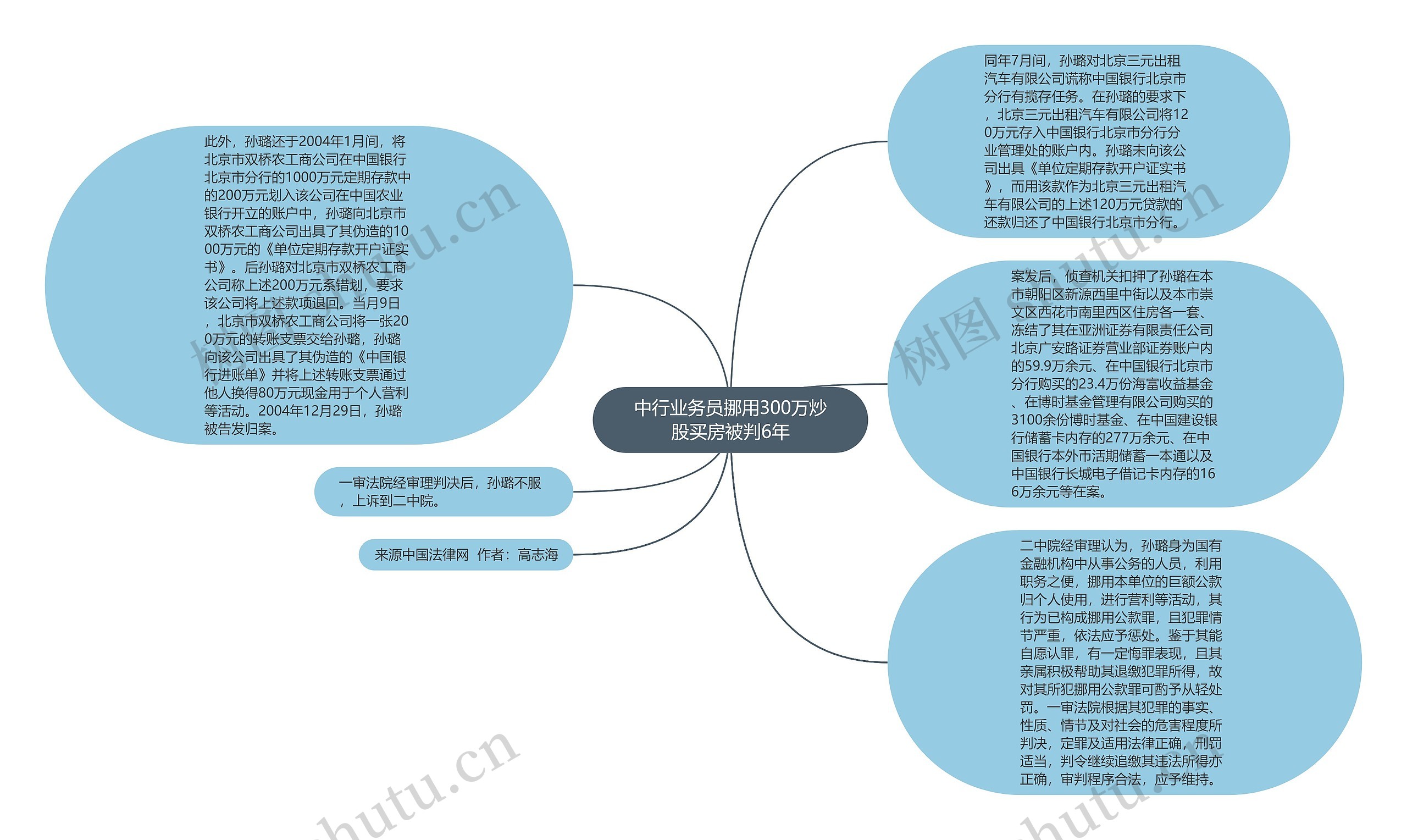 中行业务员挪用300万炒股买房被判6年思维导图