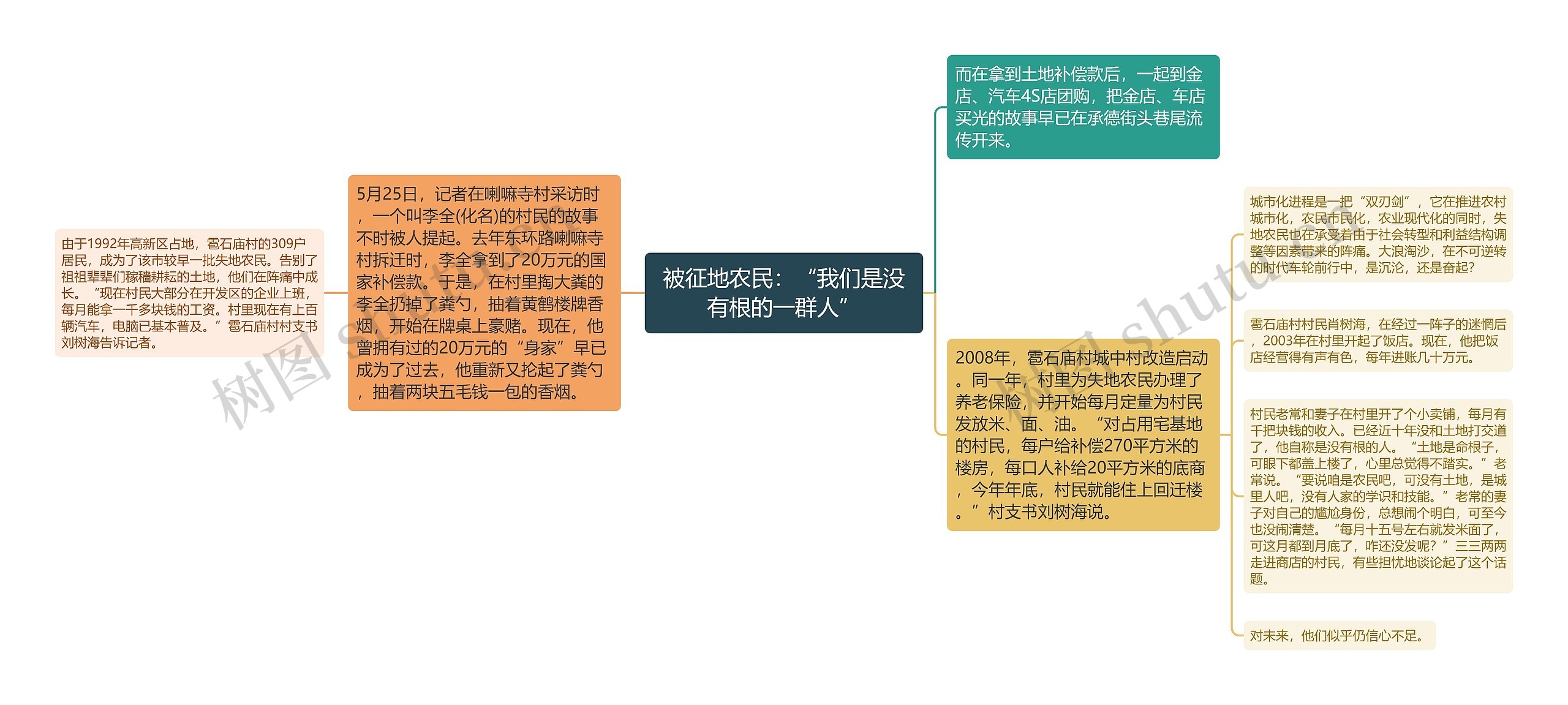 被征地农民：“我们是没有根的一群人”思维导图