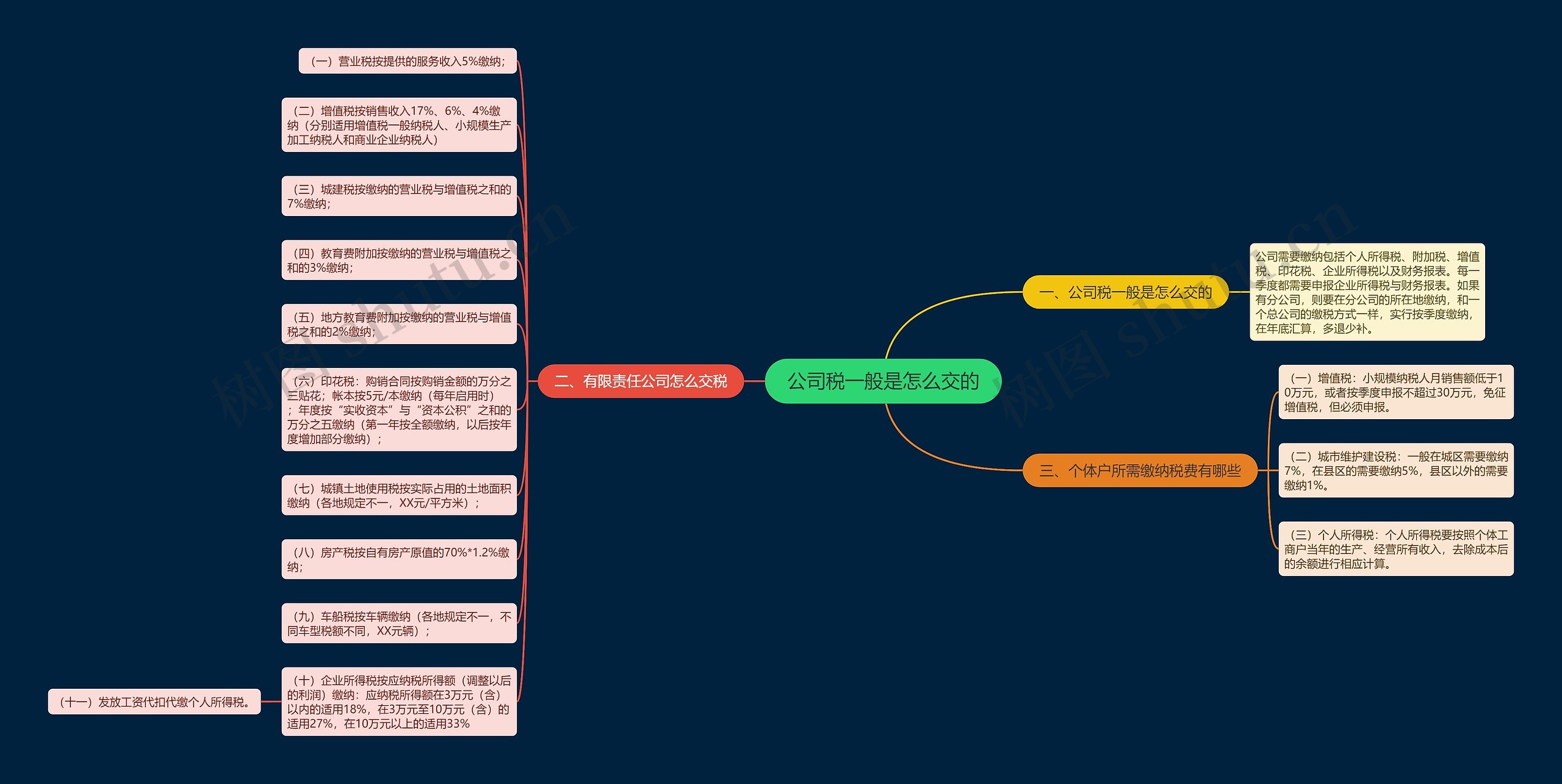 公司税一般是怎么交的思维导图